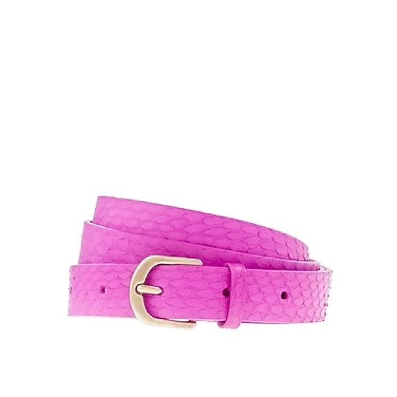 J. Crew Accessories - J.crew Womens Belt Snakeskin Genuine Leather Pink